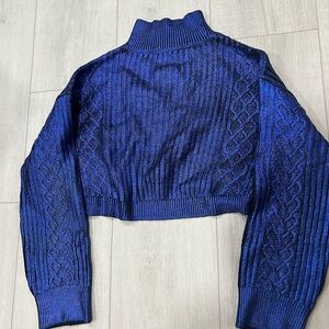 Cropped blue turtleneck
